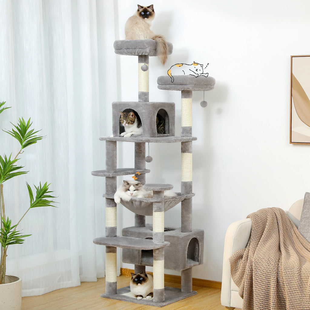 HydraHome® – Arbre à Chat Multi-Niveaux avec Griffoirs en Sisal et Hamac